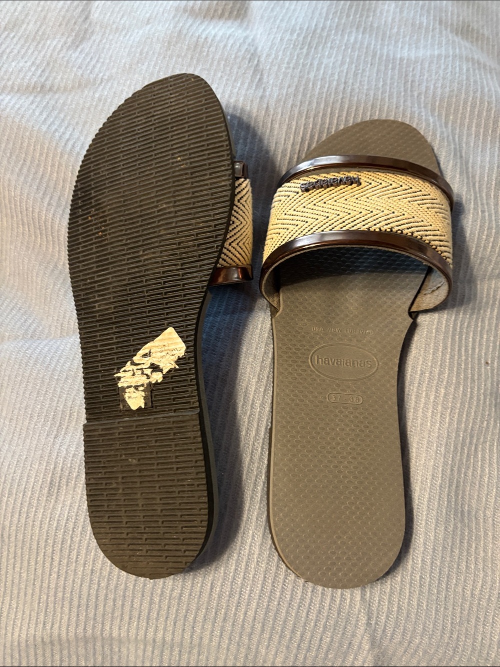 Havaianas Women's Beige and grey Woven Slide Sandals - Picture 2 of 6